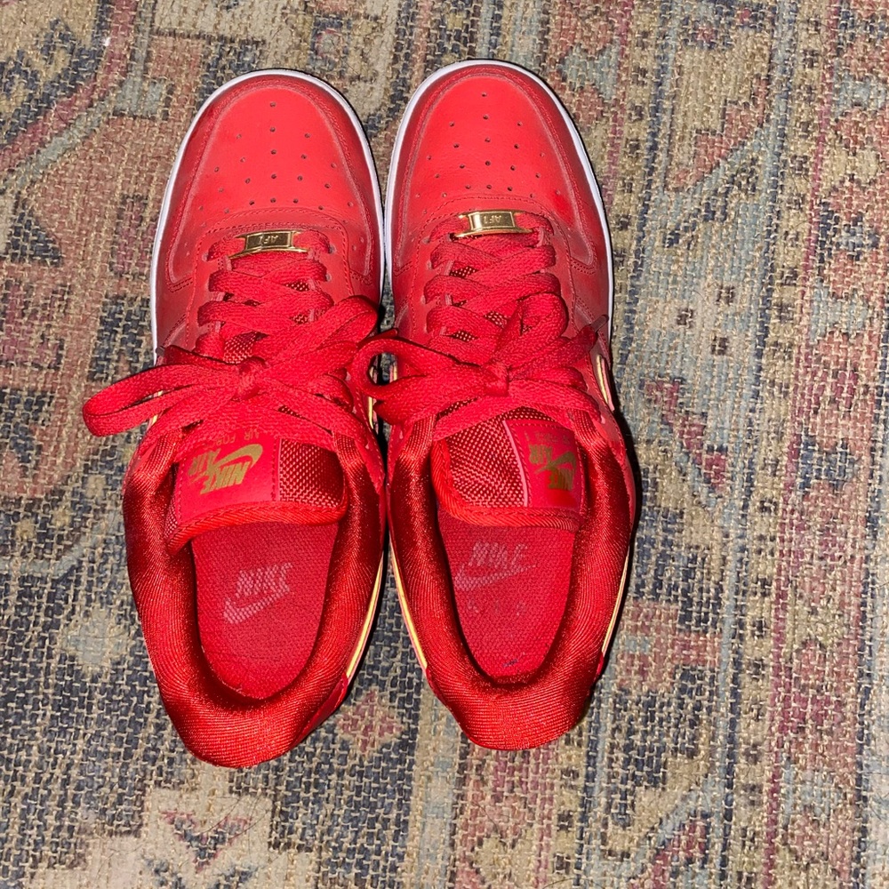 Red and Gold Airforce Ones.